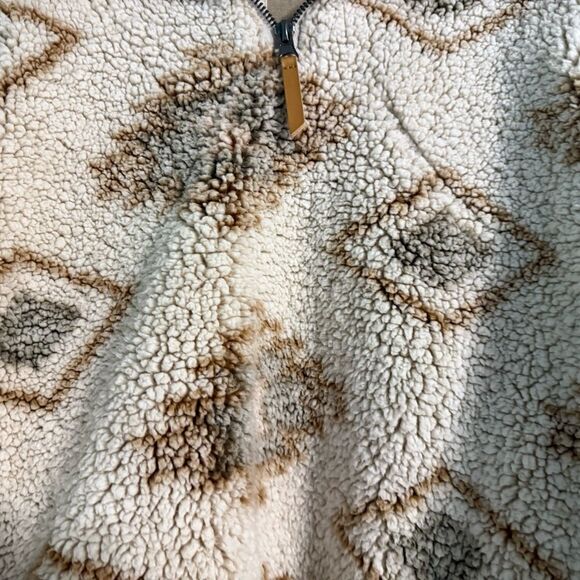 Thread & Supply Sherpa Fleece Half Zip Pullover Medium Beige Brown Aztec - Picture 7 of 8